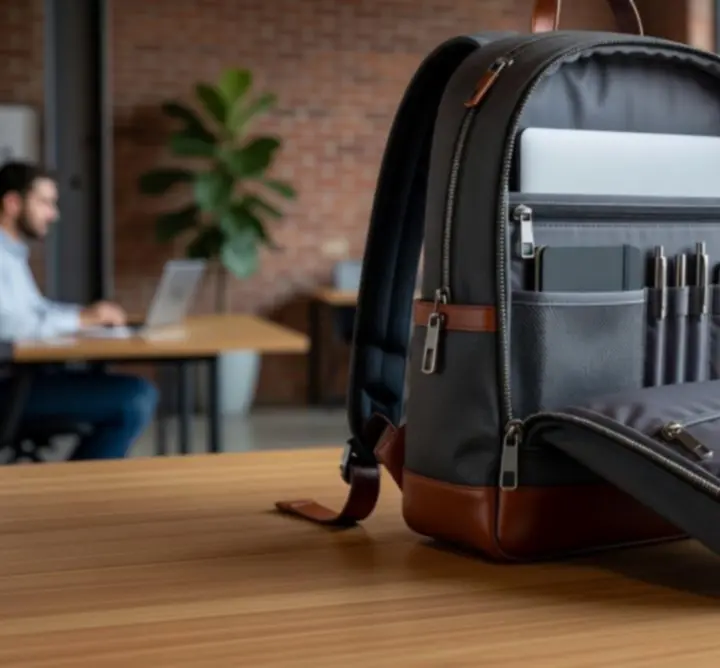 Detal biznesowego plecaka Urban Pack IO z przegrodą na laptopa