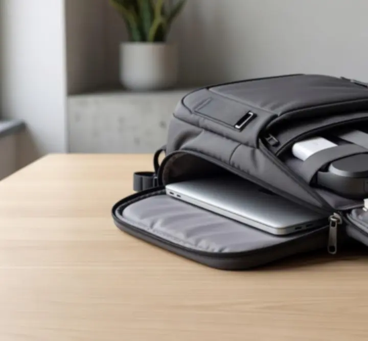 Wnętrze plecaka Urban Pack IO z inteligentnie rozmieszczonymi przegrodami i kieszeniami