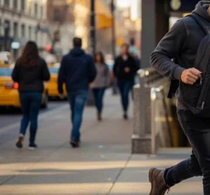 Podgląd wideo przedstawiający użycie plecaka Urban Pack IO w miejskiej przestrzeni